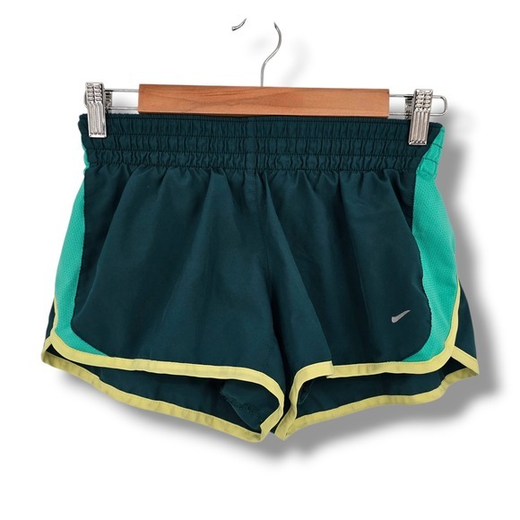 Nike Pants - Nike Dri Fit Running Shorts Women's Teal Green Yellow Trim Athletic Gym Size S